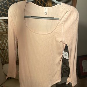 Free people light pink stretch bodysuit new with tags size L
